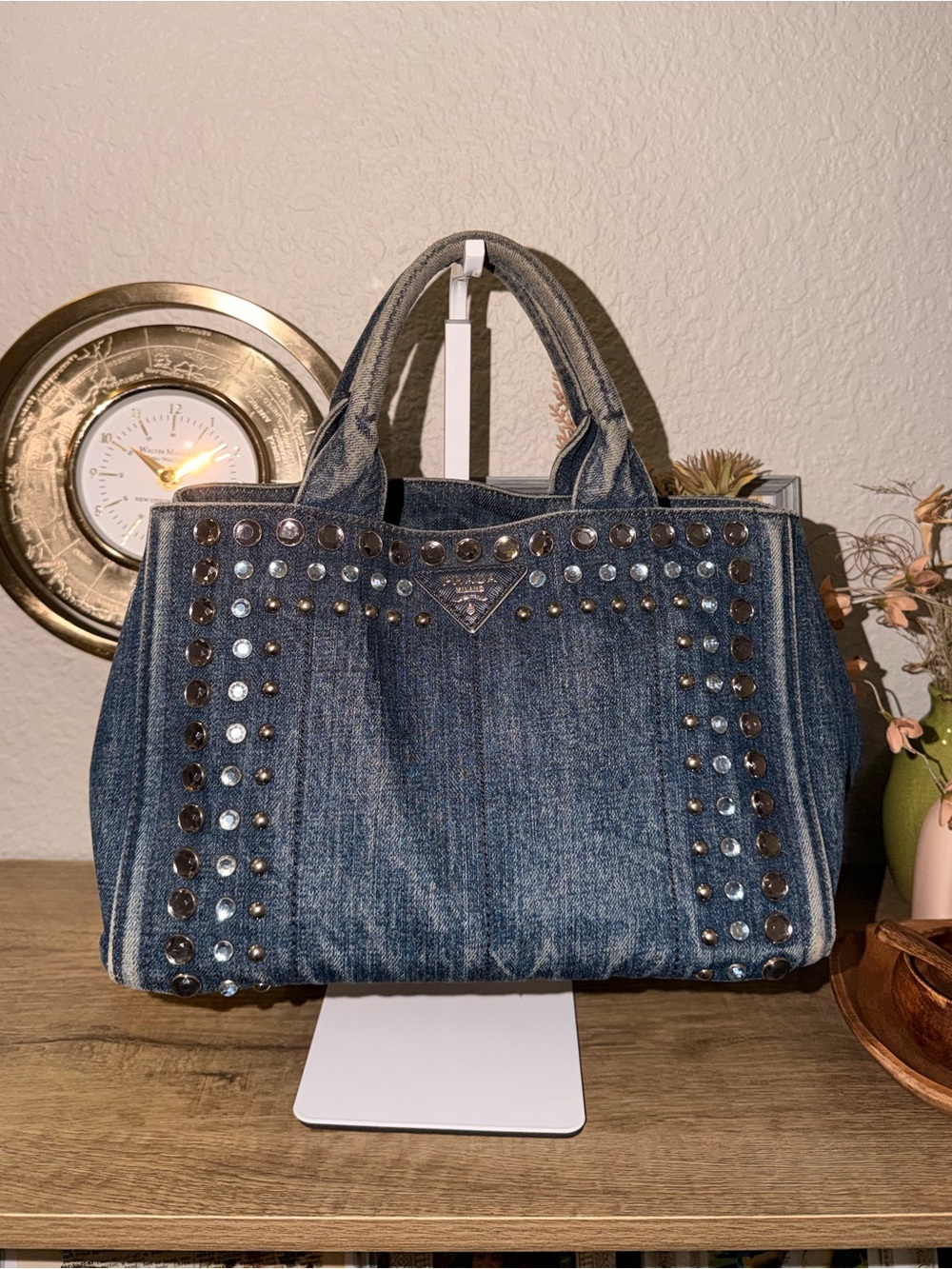 Prada Denim Bijou Canapa Mini